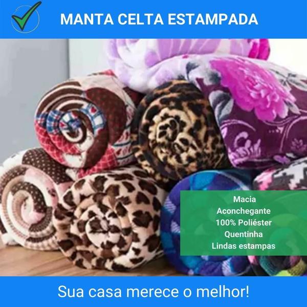 Imagem de Manta Cobertor Celta Casal Estampada 180x200cm Quentinha Inverno Quarto Sofá