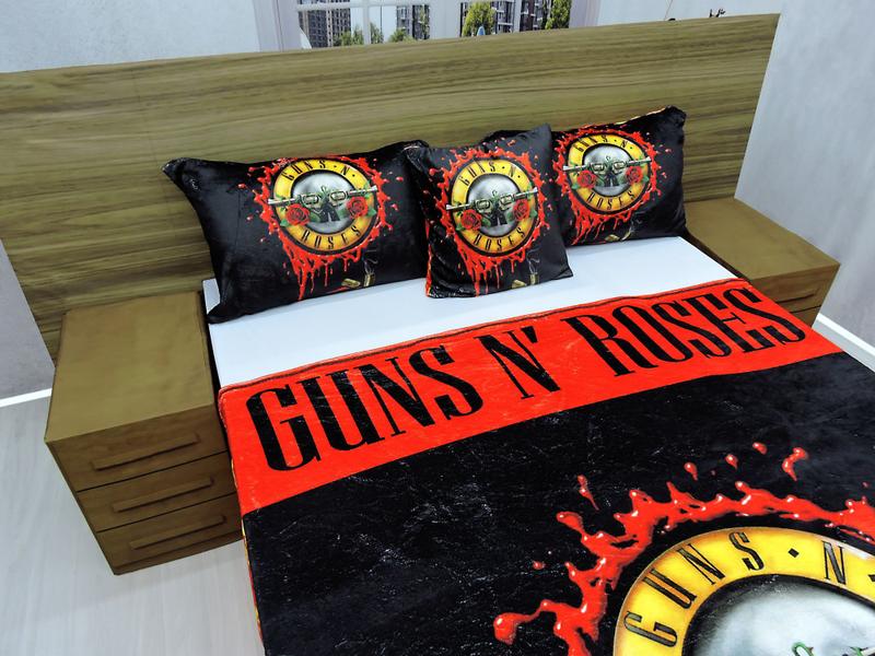 Imagem de Manta Cobertor E Fronha Casal Guns N Roses Ultra Soft Kit 4p