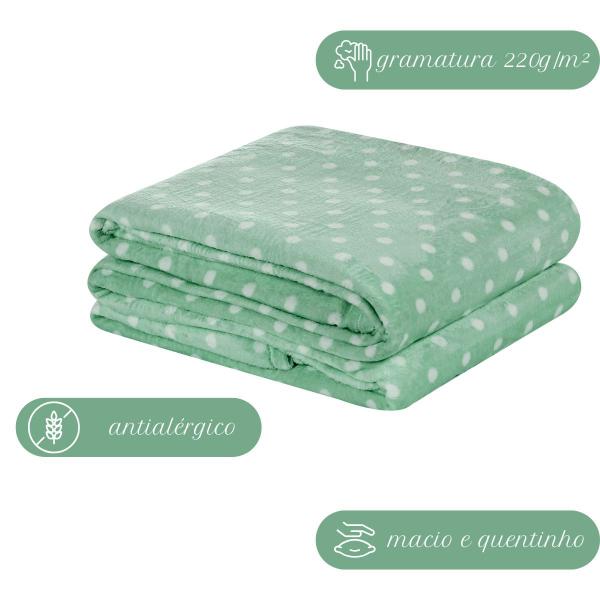 Imagem de Manta Cobertor Solteiro Flannel Soft Estampa Petit Poá 1,50X2,20m