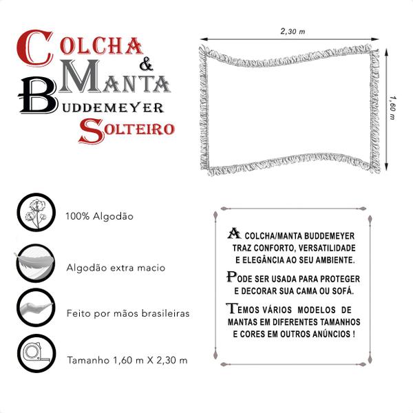 Imagem de Manta Colcha Buddemeyer Solteiro In Desing 1,60m X 2,30m Decorativa Lisa