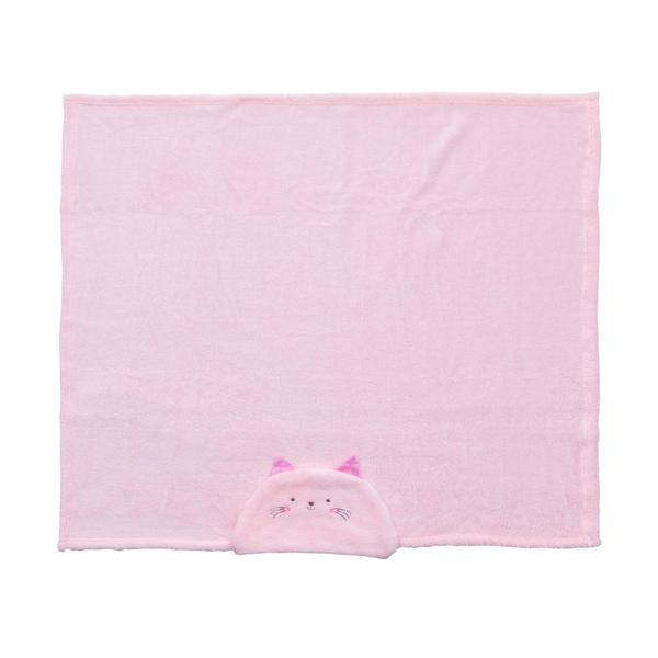 Imagem de Manta com Capuz Microfibra Gata Rosa Baby Joy - BabyJoy