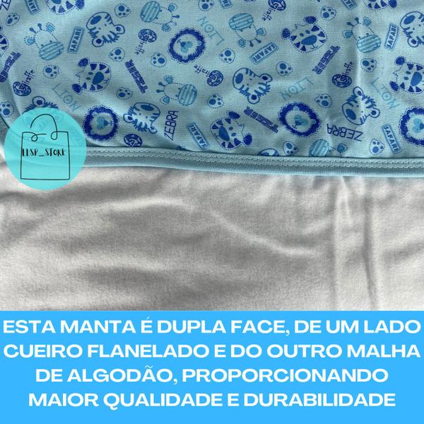 Imagem de Manta Cueiro Bebe Dupla Face Flanelado Recém Nascido 80x80cm