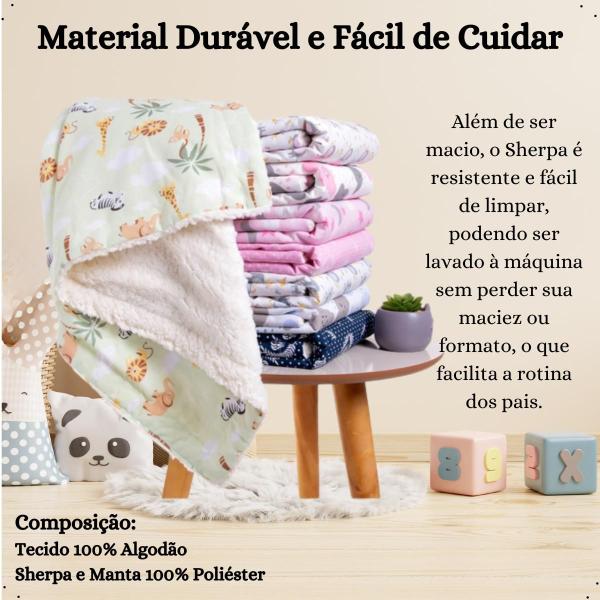 Imagem de Manta De Bebe Sherpa 80cm x 75cm Menino e Menina Estampas