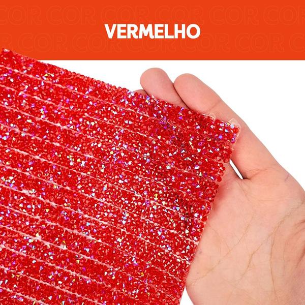 Imagem de Manta De Strass Termocolante  - Vermelho - 145 - 23 Tiras - 23x40 - Nybc