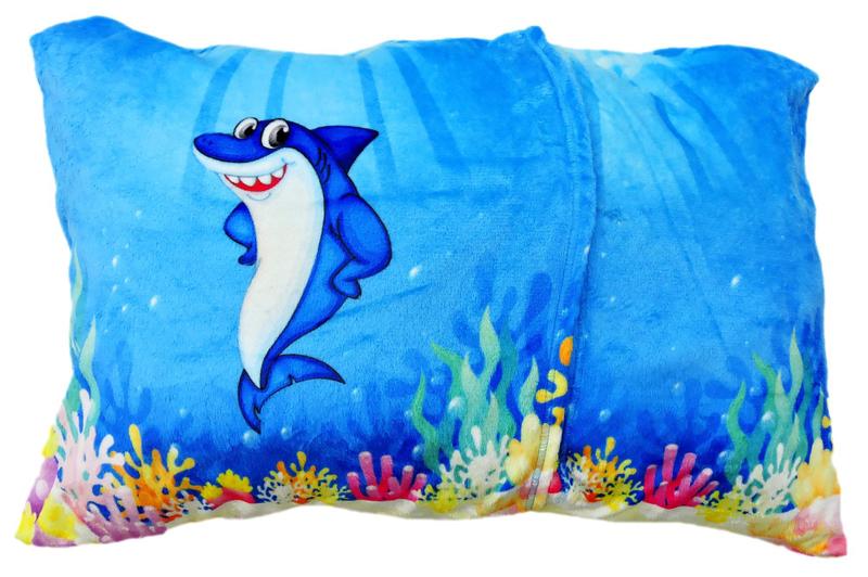 Imagem de Manta E Fronha Baby Shark Menino Cobertor Fleece Solteiro 2pç MS-BS1