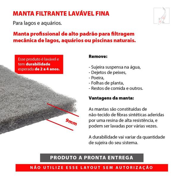 Imagem de Manta Filtrante Lavável Fina 9Mm 15Cm X 100Cm