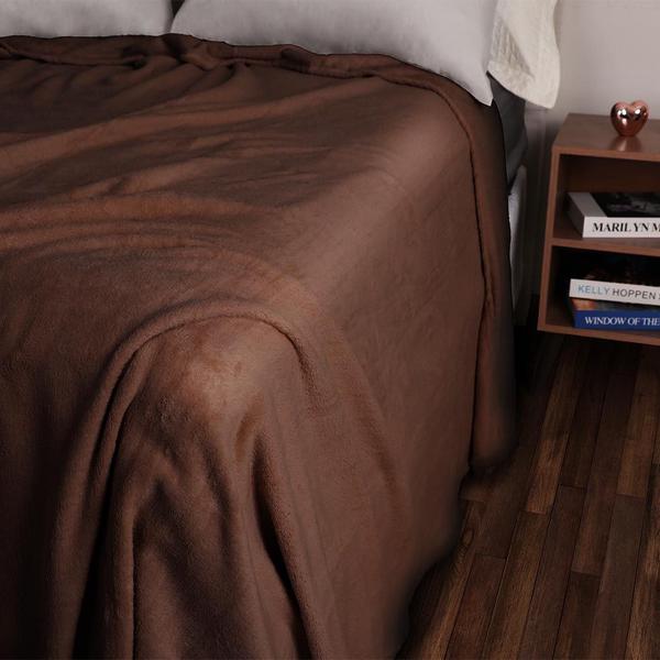 Imagem de Manta Fleece Super Soft Casal Microfibra Lisa 180x200cm 200g/m² Chocolate Sonhare Sultan