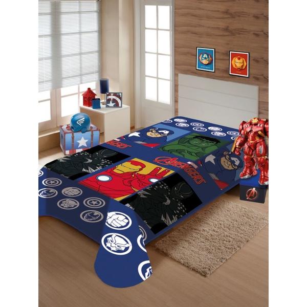 Imagem de Manta Fun Infantil 150 X 200cm Vingadores Azul - Jolitex