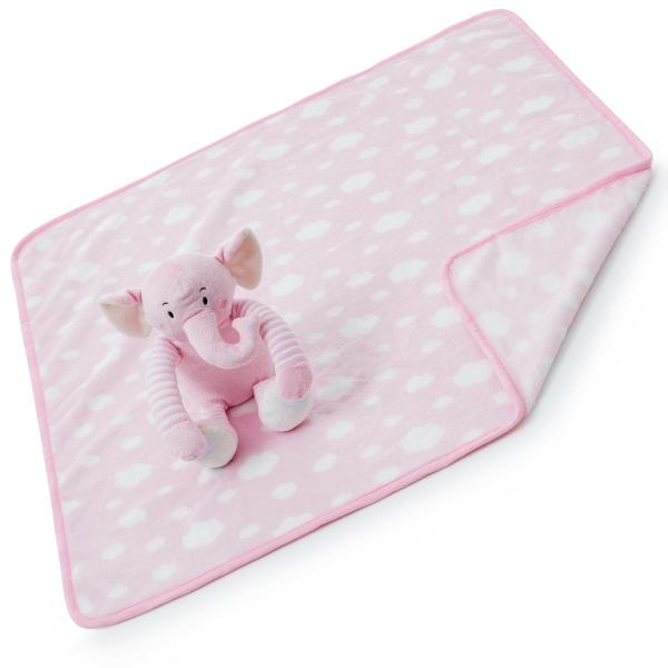 Imagem de Manta Infantil Pelúcia Elefante Rosa Cobertor Soft 75x75cm Macio antialérgico