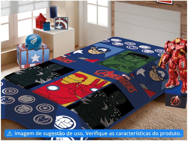 Imagem de Manta Infantil Solteiro Jolitex Microfibra - Marvel Vingadores Azul