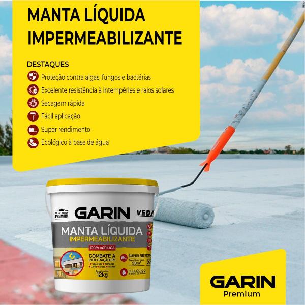 Manta Líquida Emborrachada Impermeabilizante Garin 12kg Imagem de Manta Líquida Emborrachada Impermeabilizante Garin 12kg