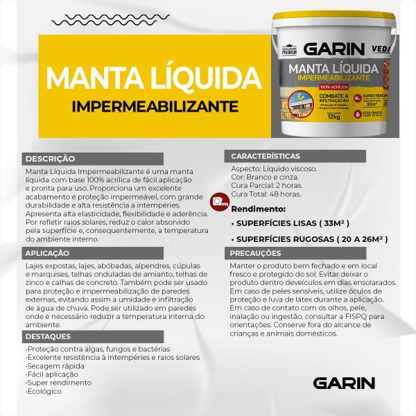 Manta Líquida Emborrachada Impermeabilizante Garin 12kg Imagem de Manta Líquida Emborrachada Impermeabilizante Garin 12kg