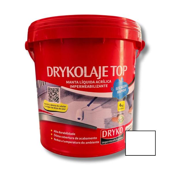 Imagem de Manta Líquida Para Laje Telhado Dryko 4kg Impermeabilizante Branco Cinza Terracota Branca EmborrachadaProteçãoUV Top