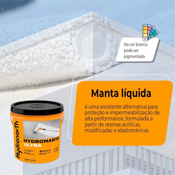 Imagem de Manta Liquida Ultra Emborrachada Flexivel Para Lajes Telhas Parede e Piscina - Balde 5kg - Hydronorth