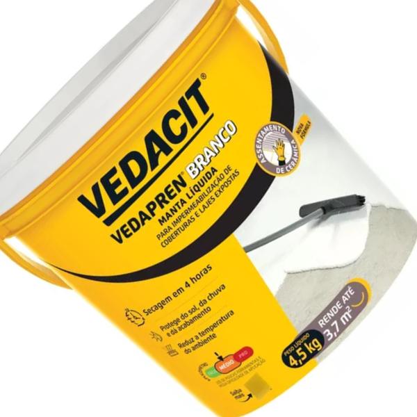 Manta liquida vedapren branca base acril 4,5kg vedacit Imagem de Manta liquida vedapren branca base acril 4,5kg vedacit