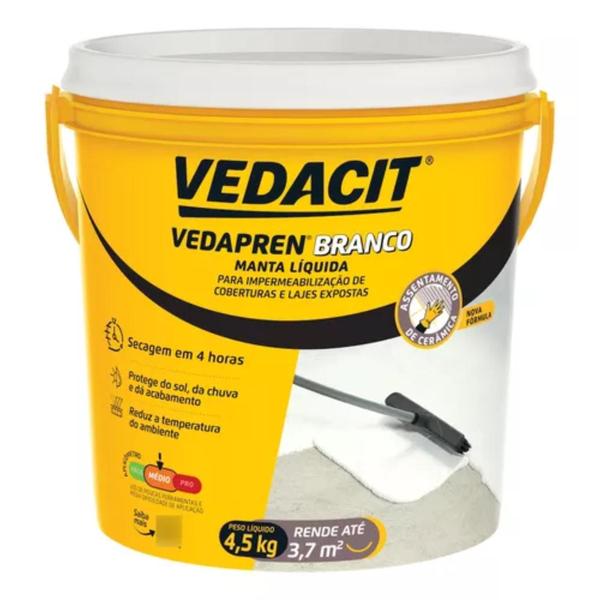 Manta liquida vedapren branca base acril 4,5kg vedacit Imagem de Manta liquida vedapren branca base acril 4,5kg vedacit