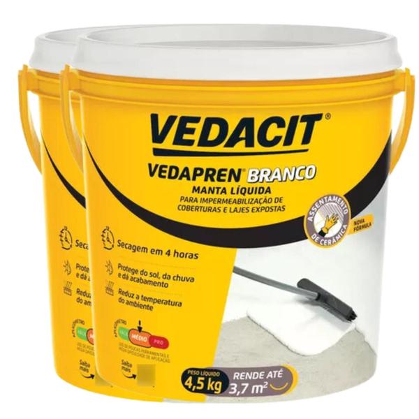 Manta liquida vedapren branca base acril 4,5kg vedacit Imagem de Manta liquida vedapren branca base acril 4,5kg vedacit