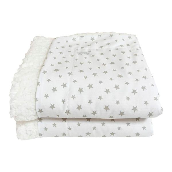 Imagem de Manta Para Bebe Estampada E Sherpa - Stars Cinza