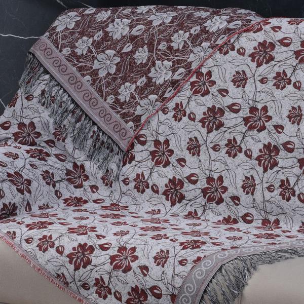 Imagem de Manta para Proteção de Sofá Jacquard Flor Vermelha Linda