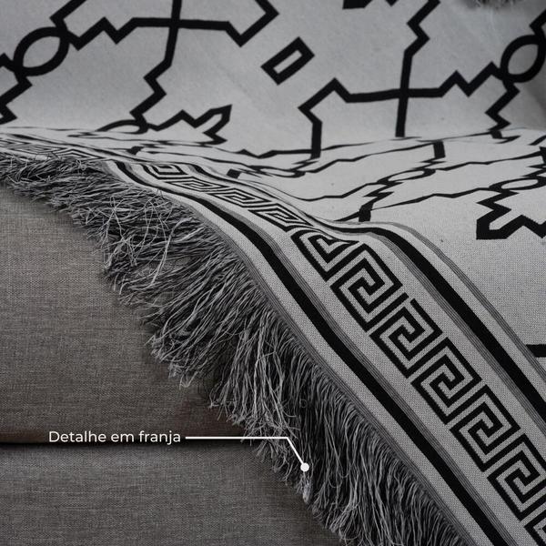 Imagem de Manta Para Sofá Kit 05 Peças Tecido Jacquard Grécia - Preto