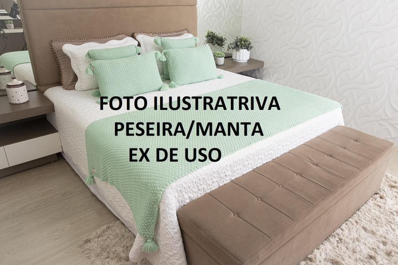 Imagem de Manta Peseira Sofa Sala Cama King Tricot Pompom 260X90 Rose