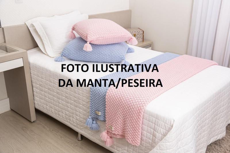 Imagem de Manta Peseira Sofa Sala E Cama Solteiro Tricot 150X60 Bege