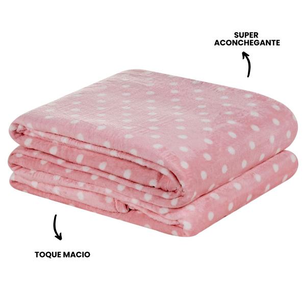 Imagem de Manta Queen Flannel Petit Poá Macia Rosa