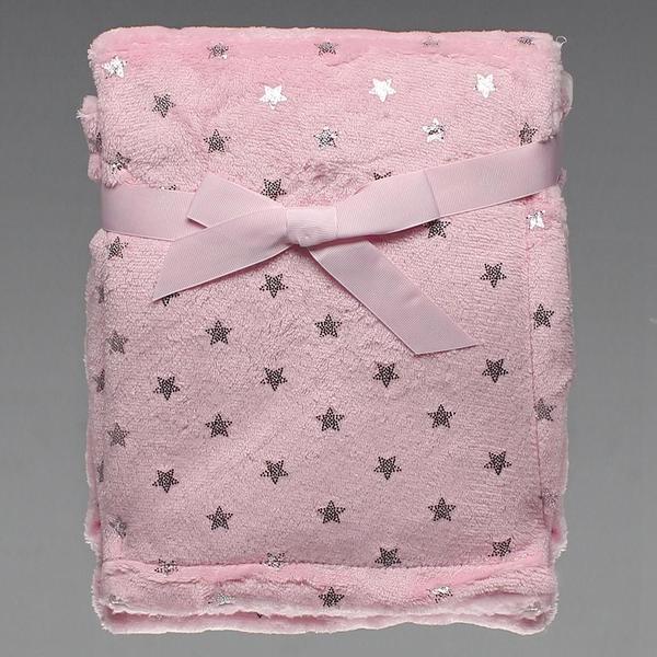 Imagem de Manta Sherpa Flannel Estrelinhas 75X100 Rosa