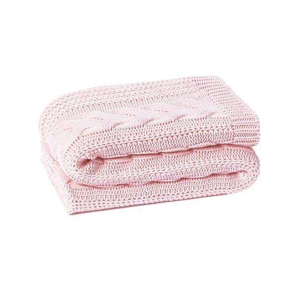 Imagem de Manta Sofa Sala Cama Casal Tricot Viena Rosa