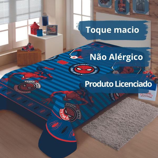 Imagem de Manta Soft Azul Microfibra Marvel Homem Aranha Spider-Man Jolitex