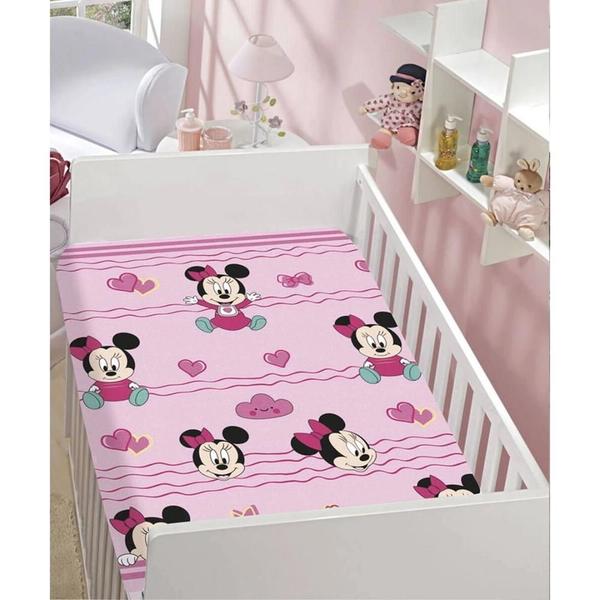 Imagem de Manta Soft Berço Minnie Rosa Coração Jolitex 90X110Cm