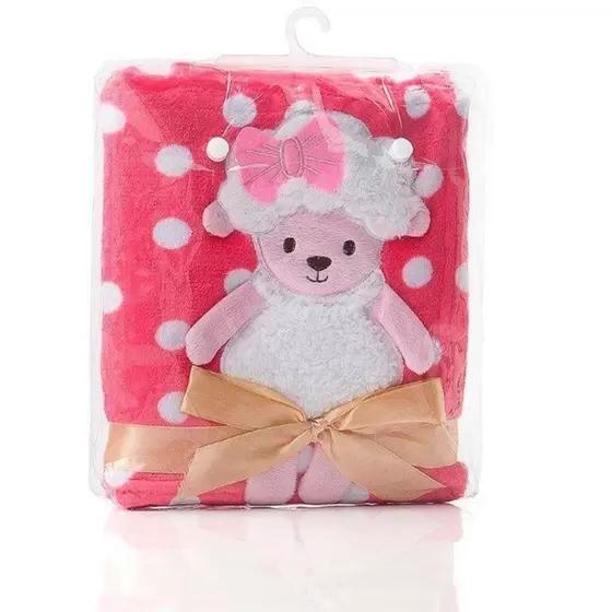 Imagem de Manta Soft Bichinhos Infantil Anti-Alérgico Ovelha Rosa - Loani