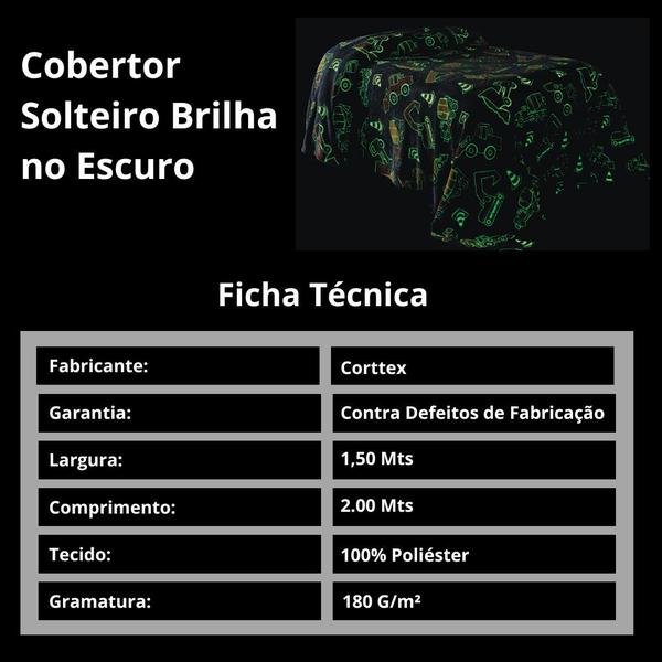 Imagem de Manta Solteiro Corttex Brilha no Escuro Shine 150x200cm Truck