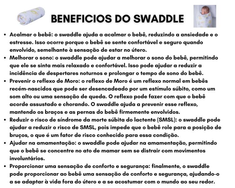 Imagem de Manta swaddle fralda de enrolar soft - 100% algodão premium