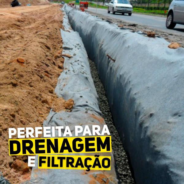 Imagem de Manta Tipo Bidim 10 M2 4,40 Mts X 215Cm Drenagem Jardim Solo