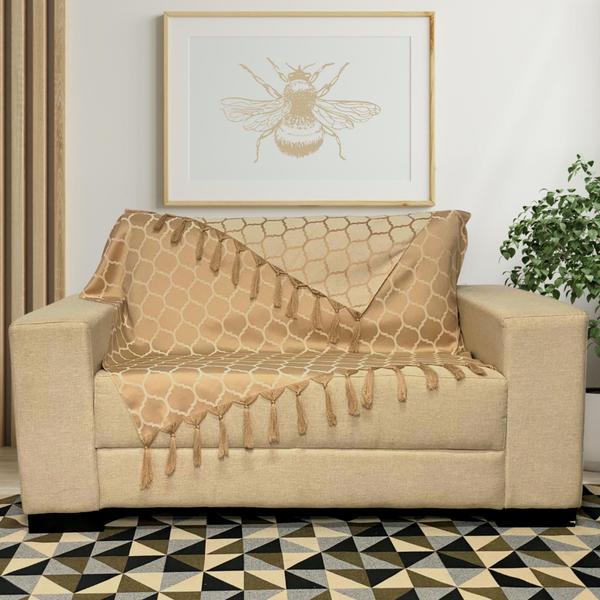 Imagem de Manta Xale de Sofá e Cama Jacquard Colmeia Decorativa