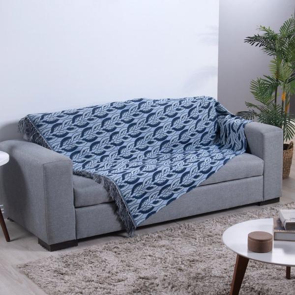 Imagem de Manta Xale Rustic  Jacquard 1 pç Azul Corr