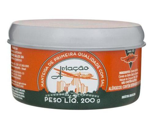 Manteiga Com Sal Aviação Lata 200g Imagem de Manteiga Com Sal Aviação Lata 200g