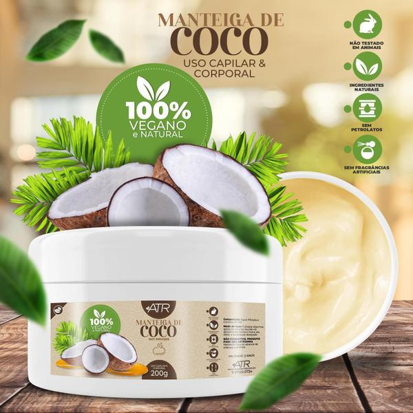 Manteiga Vegetal De Coco Pura 100% Natural 200G - Atr Essencias Imagem de Manteiga Vegetal De Coco Pura 100% Natural 200G