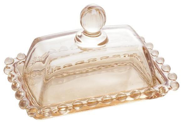 Imagem de Manteigueira Cristal Pearl Ambar 11x7x7cm