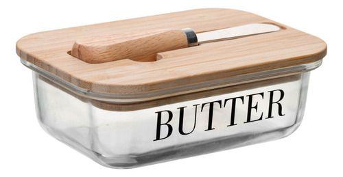 Manteigueira De Vidro Porta Manteiga Tampa Bambu C Espátula - Wolff Manteigueira De Vidro Porta Manteiga Tampa Bambu C Espátula - Wolff