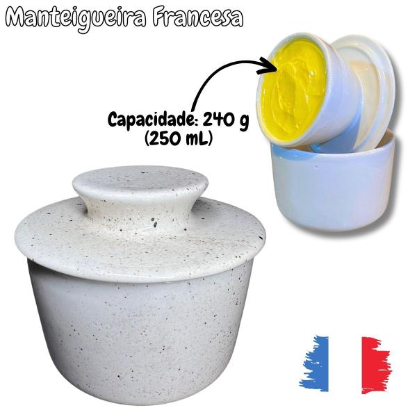 Imagem de Manteigueira Francesa Porcelana Creme Mesclada mantém Cremosa Gourmet