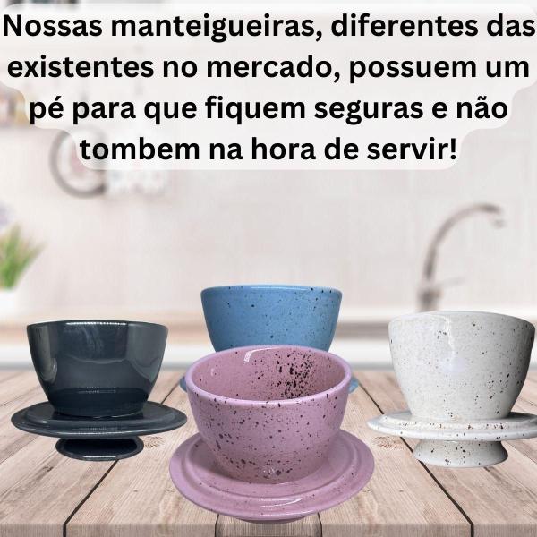 Imagem de Manteigueira Francesa Porcelana Rosa Mesclada mantém Cremosa Gourmet