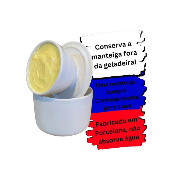 Imagem de Manteigueira Francesa Preta Decorada Porcelana Mantém Cremosa