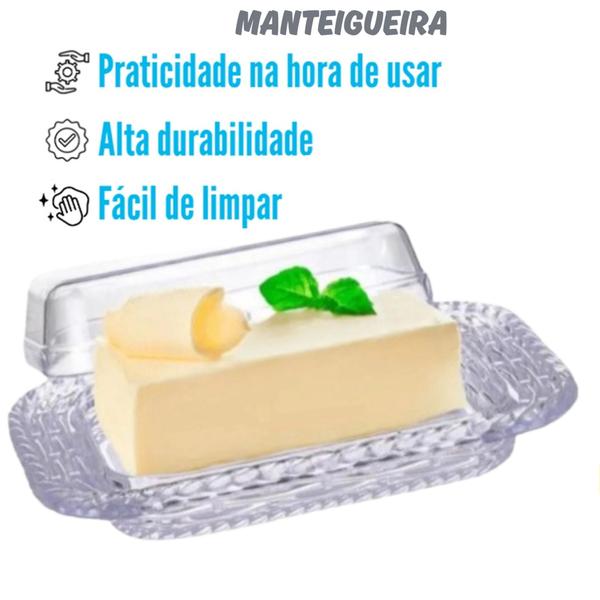 Imagem de Manteigueira Porta Manteiga de Mesa com Espátula e Tampa de Acrílico Transparente