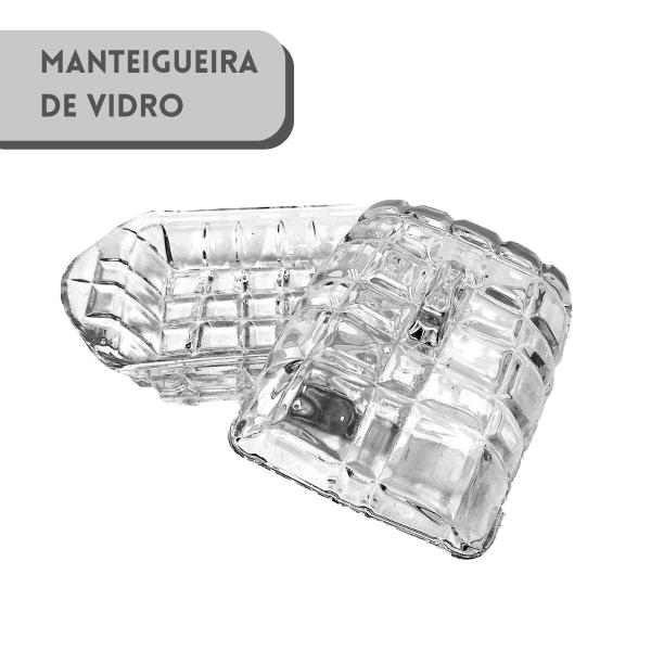 Imagem de Manteigueira Vidro Porta Manteiga Com Tampa Louça Elegante