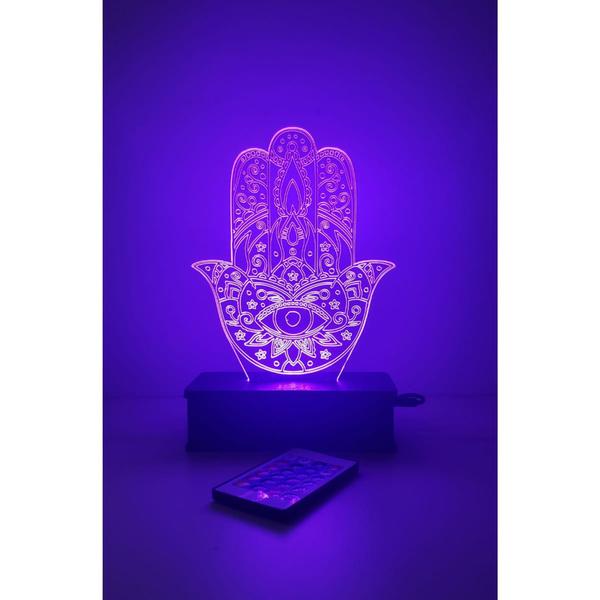 Mão de Fátima Olho Grego Luminária led 16 cores - Avelar Criações Imagem de Mão de Fátima Olho Grego Luminária led 16 cores