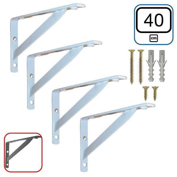 Imagem de Mão Francesa 40 Cm 4 Pcs Suporte Cantoneira Para Prateleira