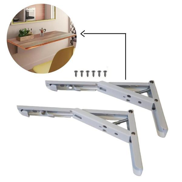 Mão Francesa Dobrável 40cm Mesa Prateleira Bancadas 02 Pares - Paraiso Ferragens Imagem de Mão Francesa Dobrável 40cm Mesa Prateleira Bancadas 02 Pares