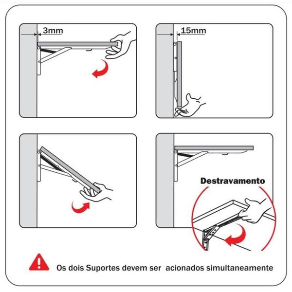 Mão Francesa Dobrável 40cm Mesa Prateleira Bancadas 02 Pares - Paraiso Ferragens Imagem de Mão Francesa Dobrável 40cm Mesa Prateleira Bancadas 02 Pares